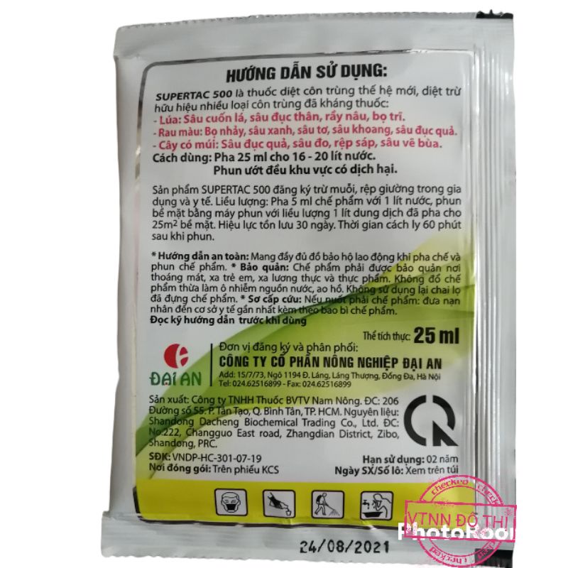 Chế phẩm diệt côn trùng, sâu dạng xông hơi, có mùi, hiệu quả với nhiều loại côn trùng đã kháng thuốc gói 25ml