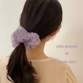 Dây buộc tóc vải voan chấm bi scrunchies bản to