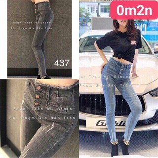 FREESHIP_ Quần Jean Nữ Lưng Cao Nút Gài Cực Hot (2 sắc màu