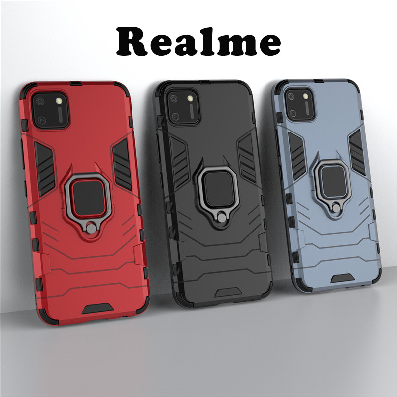 Ốp Điện Thoại PC + TPU Có Vòng Đỡ Kim Loại Cho OPPO Realme C55 C33 C35 C30 C30s C21Y C25Y C21 C25s C25 C11 C20 C12 C11 C15 C17