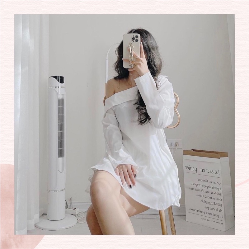 Áo chéo vai trắng công sở trang nhã hàn quốc mùa hè - quanxipren