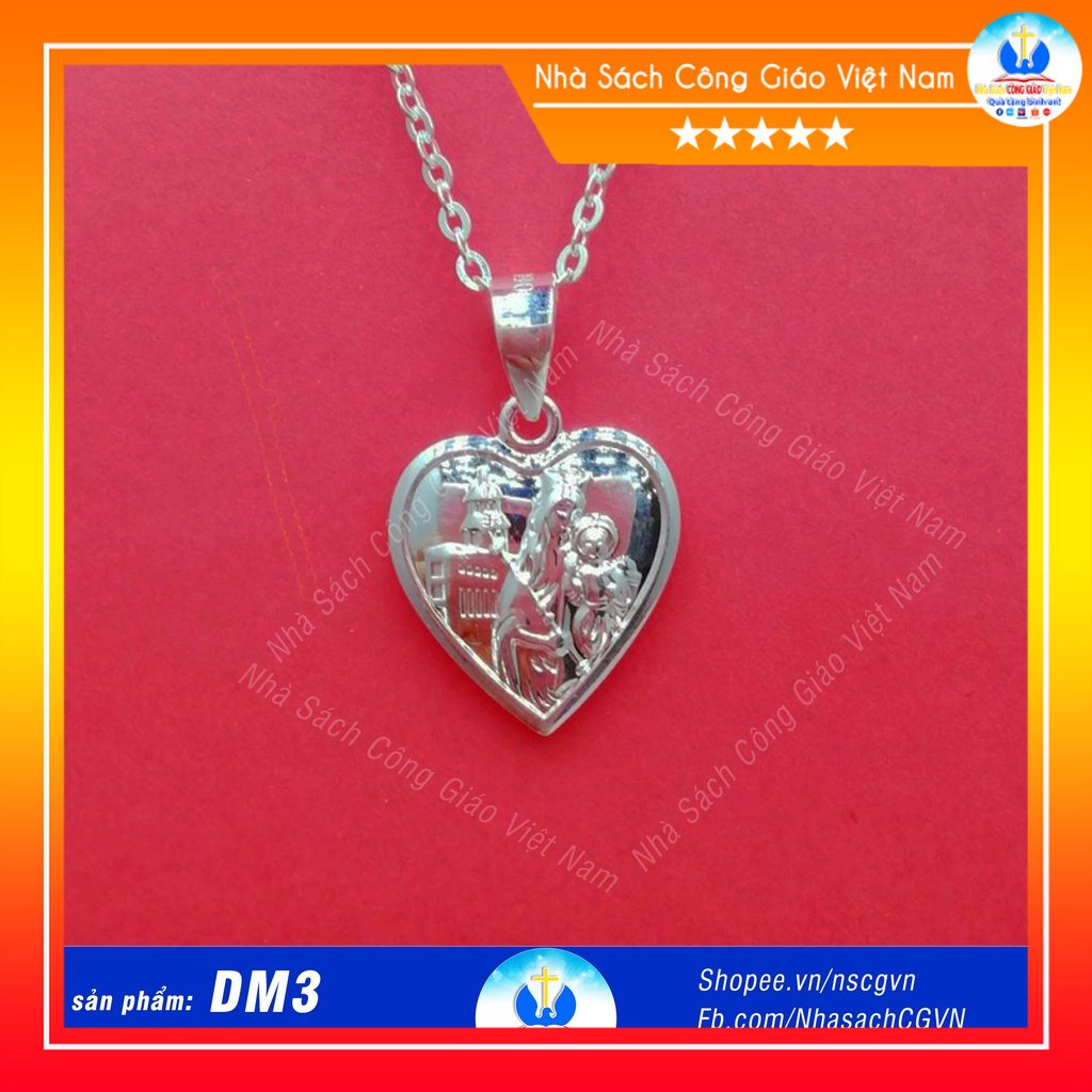 Mặt bạc ta Đức Mẹ Hằng Cứu Giúp &amp; Chúa Giesu - Mặt dây chuyền  DM3 cho nam nữ, trẻ em - Quà tặng Công Giáo