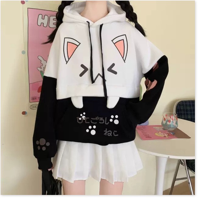ÁO HOODIE NỮ PHỐI HỌA TIẾT MÈO CUTE | BigBuy360 - bigbuy360.vn