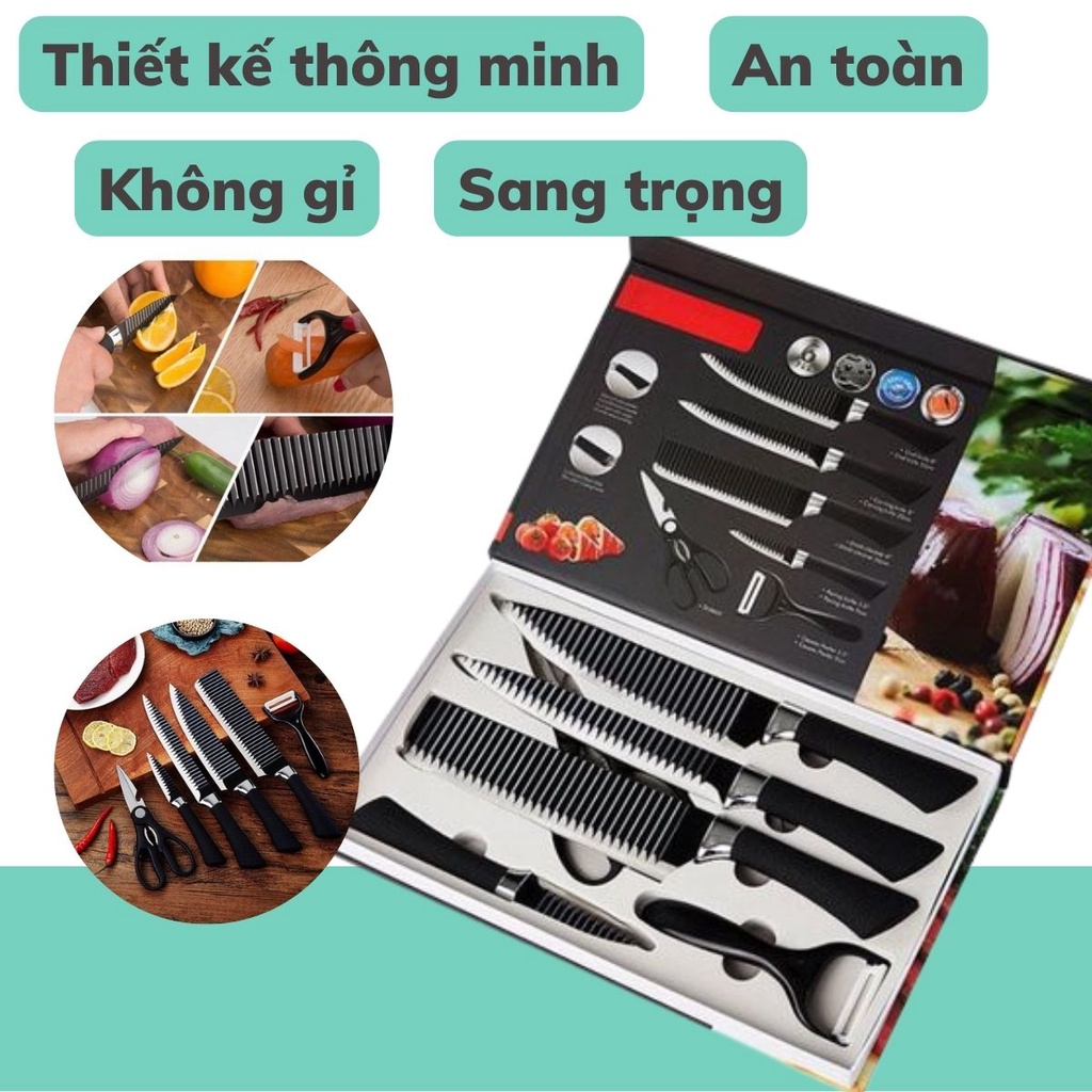 Bộ Dao Nhà Bếp 6 Món Cao Cấp Đa Năng - Chắc Chắn Sắc Bén chuyên chặt xương thái thịt gà vịt siêu bén