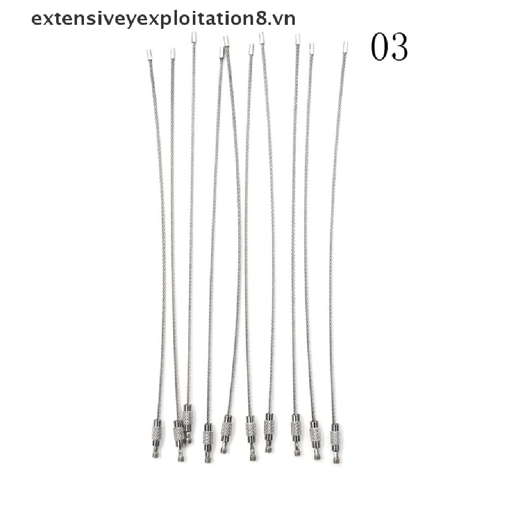Set 10 Dây Móc Chìa Khóa 10 / 15 / 20cm Bằng Thép Không Gỉ Tiện Dụng Khi Đi Bộ Đường Dài