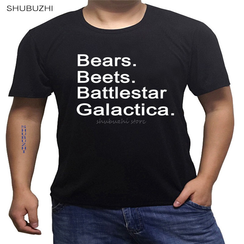 Áo Thun Tay Ngắn Cổ Tròn In Hình Gấu Beets Battlestar Galactica Cá Tính Cho Nam