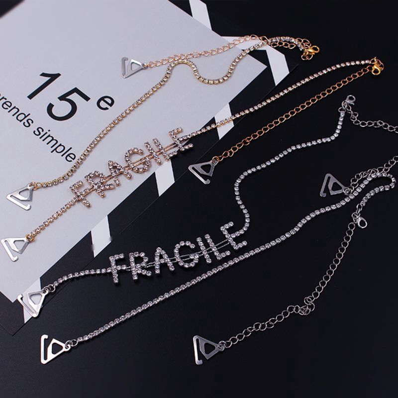 Dây áo ngực đính đá hình ký tự chữ cái kiểu dáng thời trang