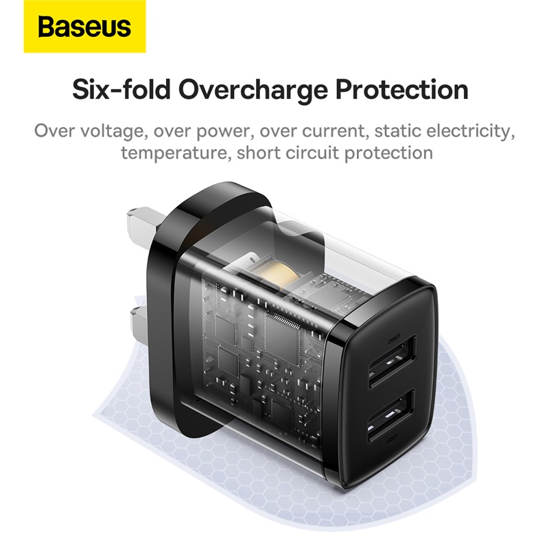 Cốc sạc nhanh Baseus hai cổng USB EU 2.1A Max tiện lợi