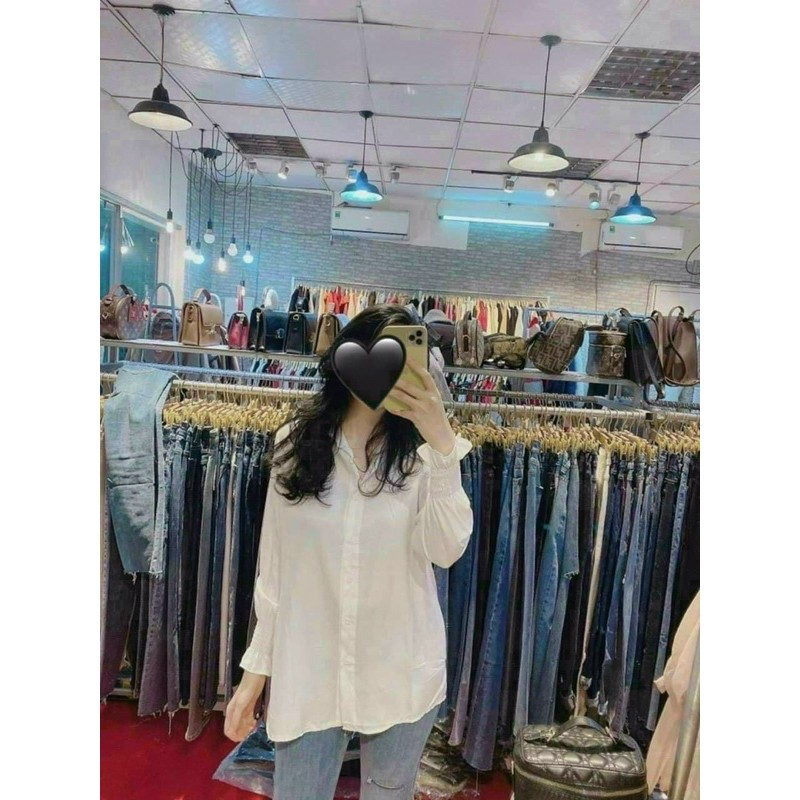 Áo sơ mi trắng tay bo chun siêu xinh. Size S M