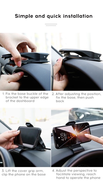 Bộ đế giữ điện thoại dùng trong xe hơi Baseus Mouth Car Holder (Mount Clip, Clamp Adjustable Phone Holder Stand)