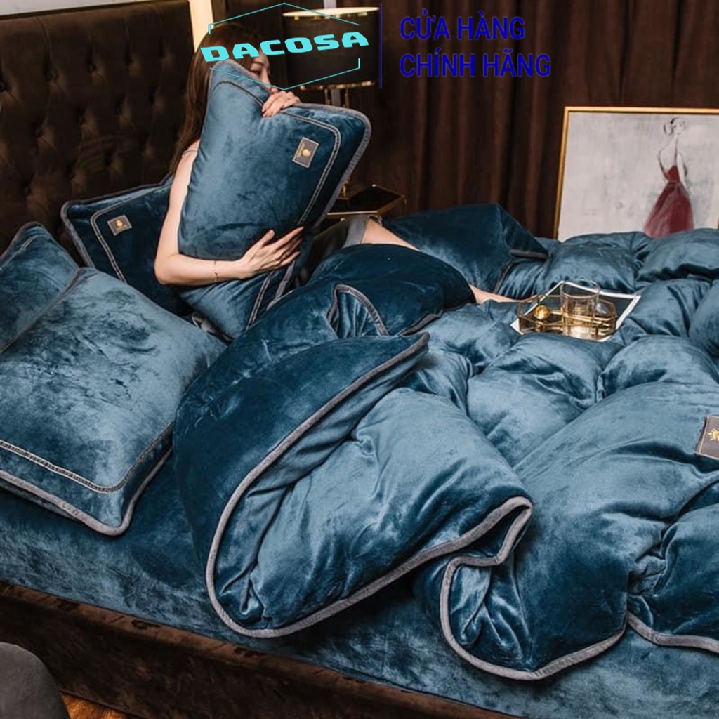 Bộ chăn ga gối nỉ nhung bông tuyết