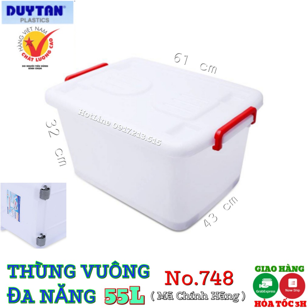 Thùng nhựa duy tân 55L Vuông ( Có Bánh Xe ), THÙNG NHỰA VUÔNG BÁNH XE ĐẨY ĐỰNG GIẤY TỜ, ĐỒ CHƠI, QUẦN ÁO DUY TÂN