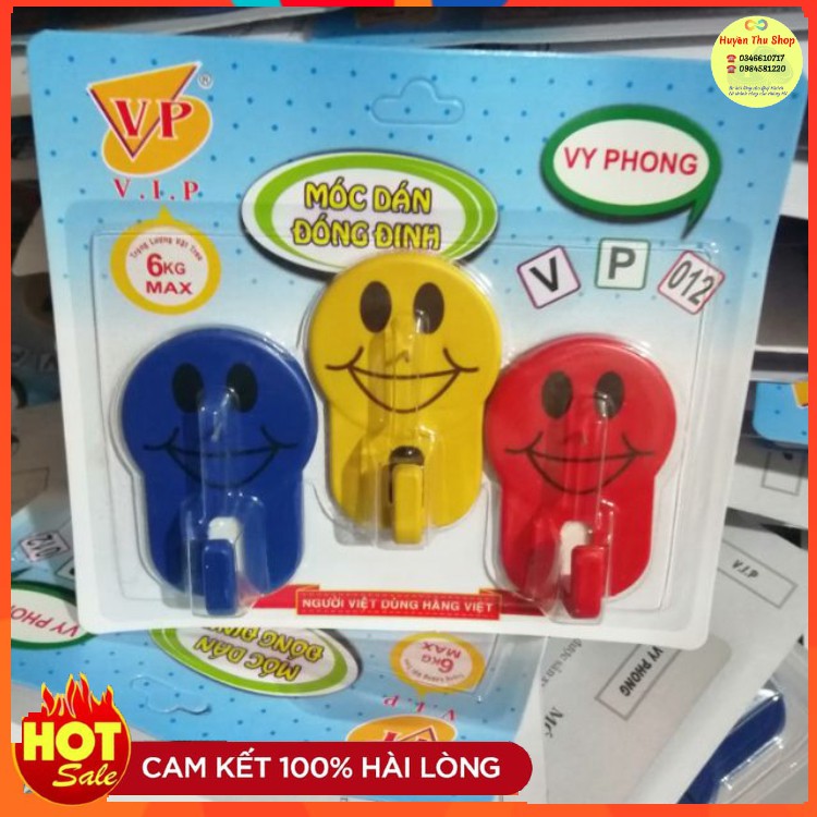 Set 3 Móc dính đóng đinh mặt cười