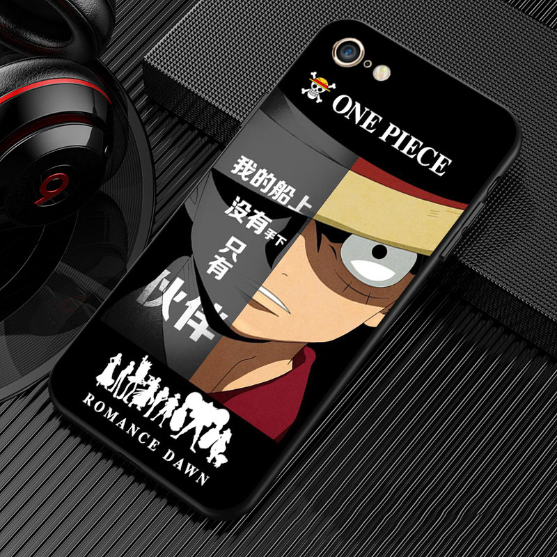 Ốp điện thoại silicone dẻo đen in hình nhân vật Anime One Piece Luffy Sauron Iphone 7 8 Plus 10 10X X XS 11 Pro Max