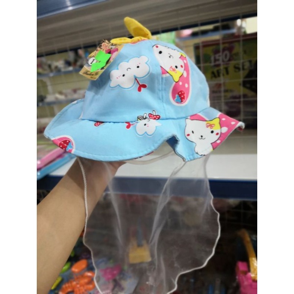 Mũ Kèm Khăn Voan Chống Bụi Cản Gió, Nón Có Lưới Che cho bé