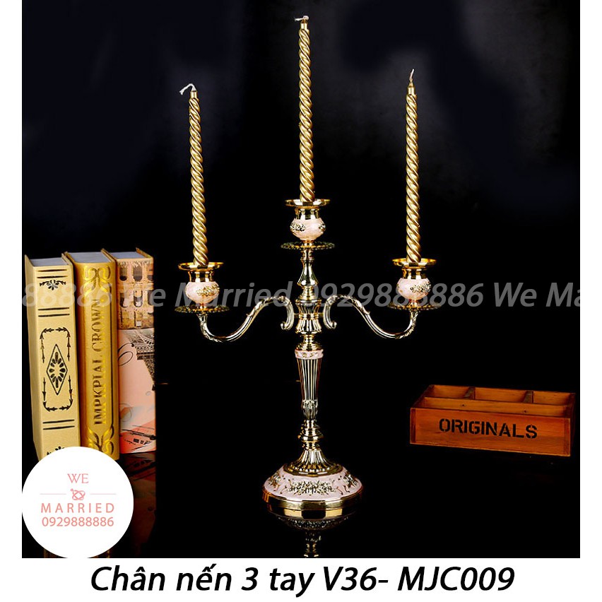 Chân Nến 3 Tay MJC 36cm Cổ Điển