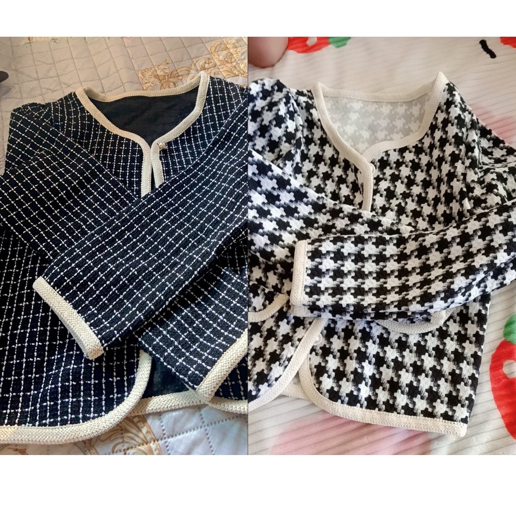 Áo Khoác Nữ Mỏng 1 Lớp Kẻ caro, 2 túi, viền áo nổi bật có ảnh thật AO047