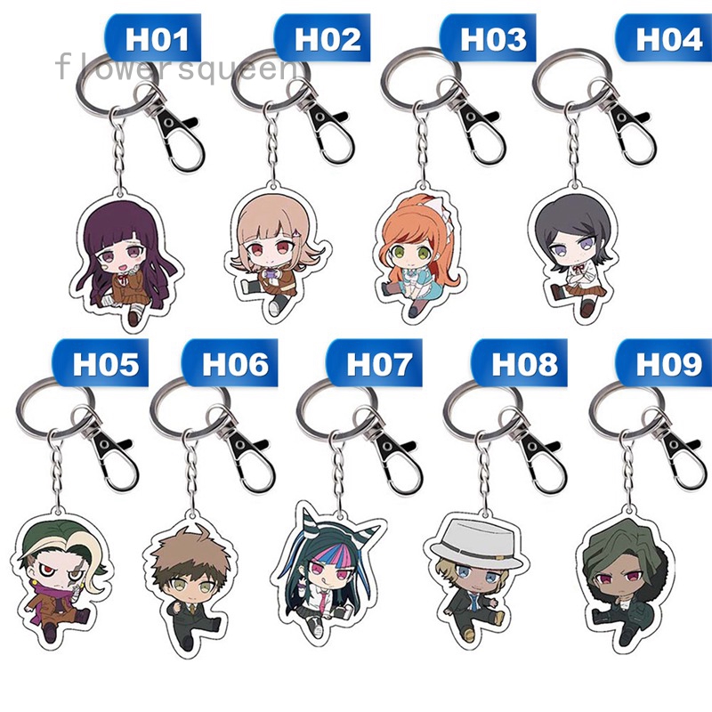 flowersqueen Anime Danganronpa Acrylic Keychain Black White Bear Cute Women's Bags Pendant