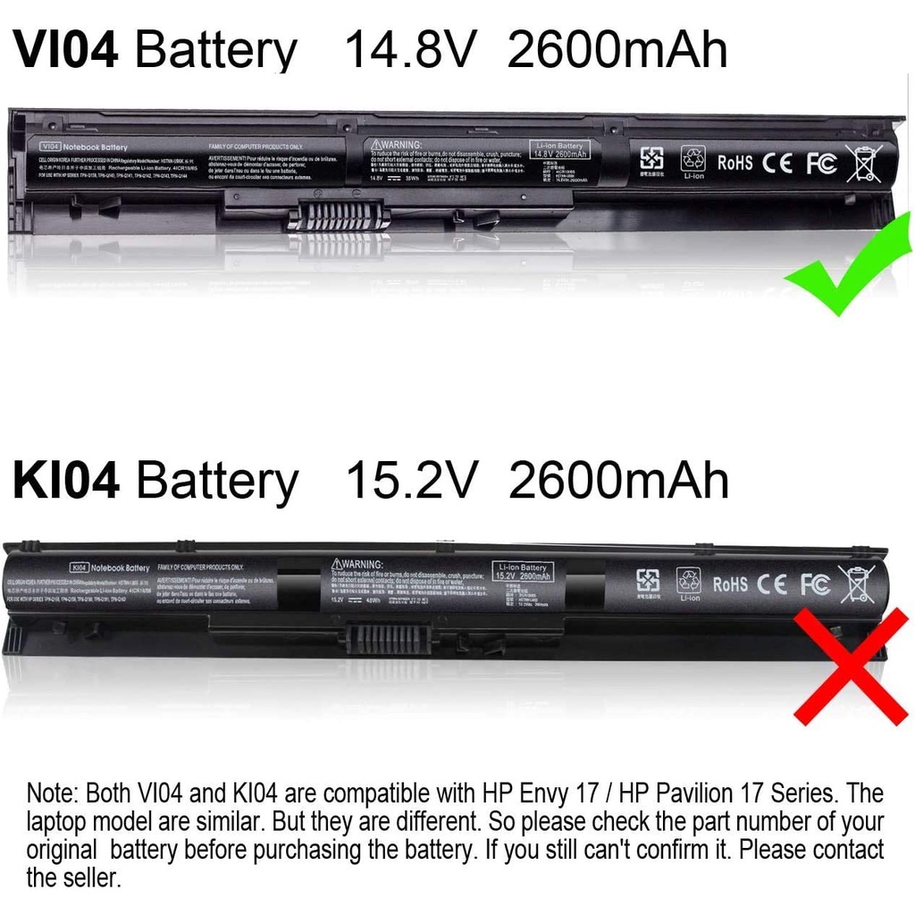 Pin laptop HP ProBook 440 445 450 455 G2 VI04 HP Envy 14 15 17 HP Pavilion 15 17 Series 15t-k200 17t-k000 17-f114dx