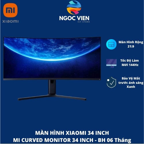 Xiaomi Curved Gaming Monitor Mi Surface 34&quot; 21:9 Gaming WQHD 2K (3440 x 1440),Display, AMD FreeSync, 144hz 4ms