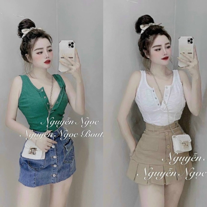 Áo ba lỗ tăm khuy ngực tháo mở được, Áo kiểu dáng ôm sexxy co giãn AS5117 - NhiNhi Shop