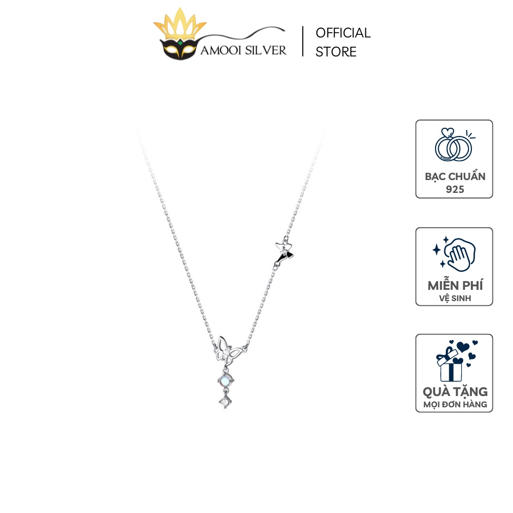 Dây chuyền bạc S925 hoạ tiết bướm opal tua rua - Amooi Silver AD172