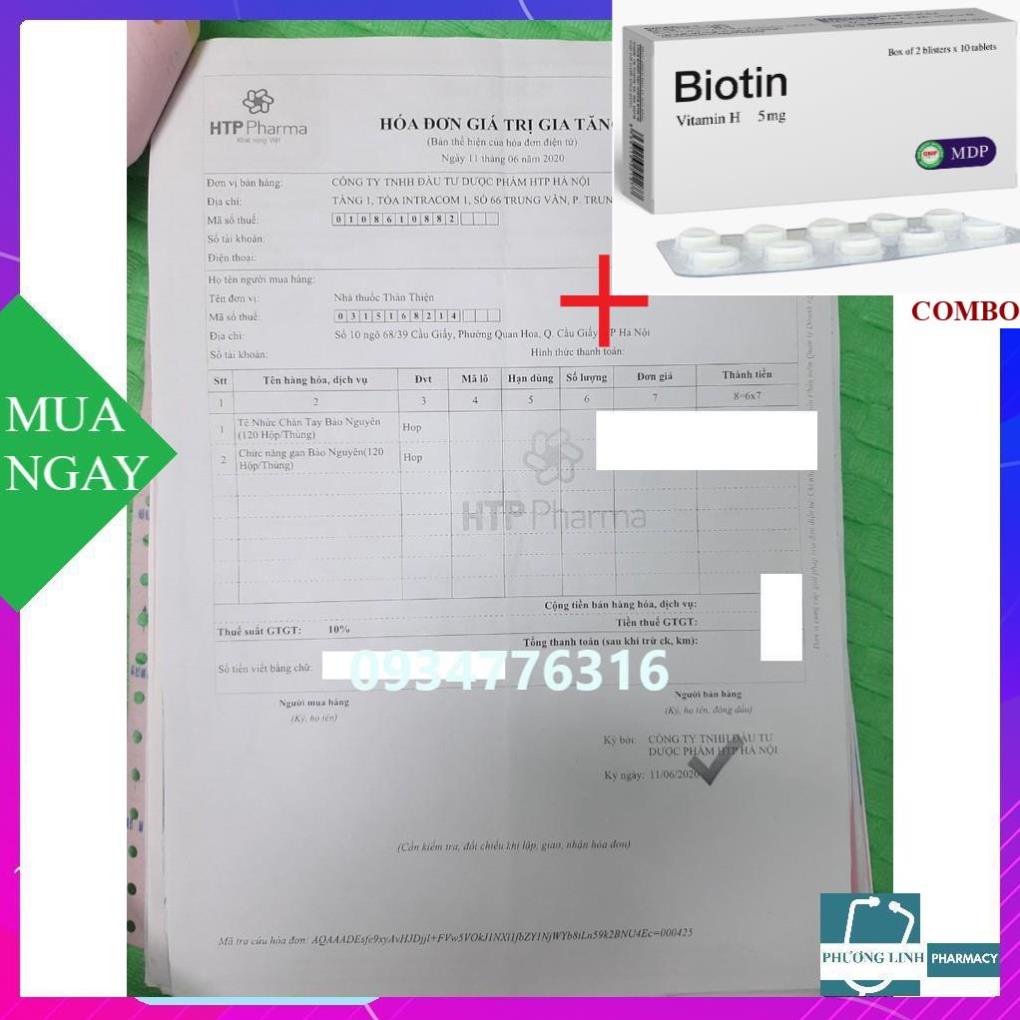 Combo Biotin 5mg+ Chức Năng Gan Bảo Nguyên – Hỗ trợ tăng cường chức năng gan (Hộp 3 vỉ x 10 viên)