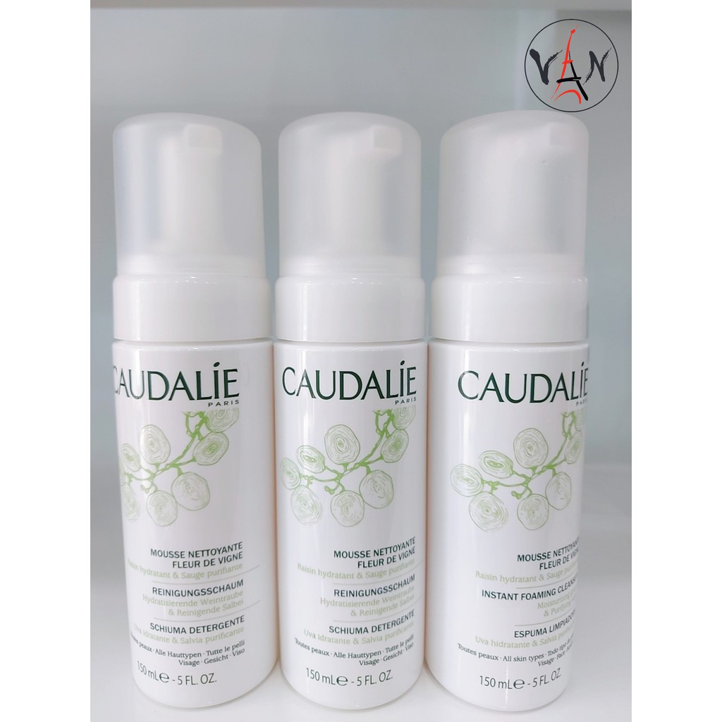 [ Bộ sản phẩm Caudalie ] Sữa rửa mặt 150ml, nước hoa hồng 200ml, kem chống nắng spf50+ 25ml ngừa nám, chống lão hoá