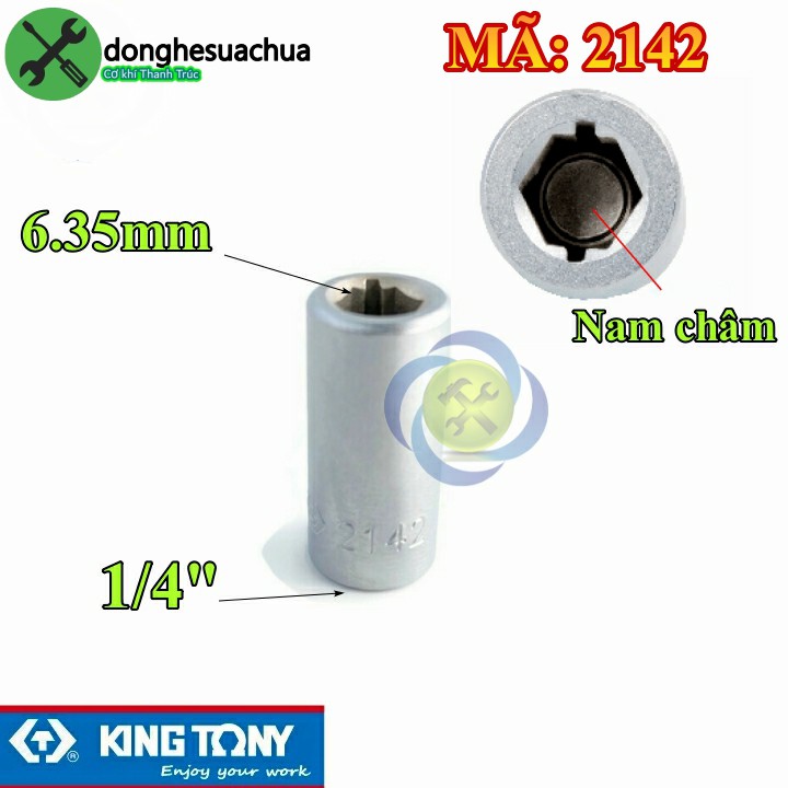 Đầu chuyển 1/4 sang bắn vít 6.35mm Kingtony 2142 có nam châm dài 25mm