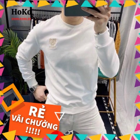 áo thu đông nam, dáo nỉ nam dài tay trang trí hình thêu HỔ, ảnh chụp tại kho HOKO