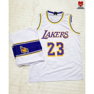 Bộ áo quần Bóng rổ NBA LAKERS JAMES TRẮNG TÍM 23