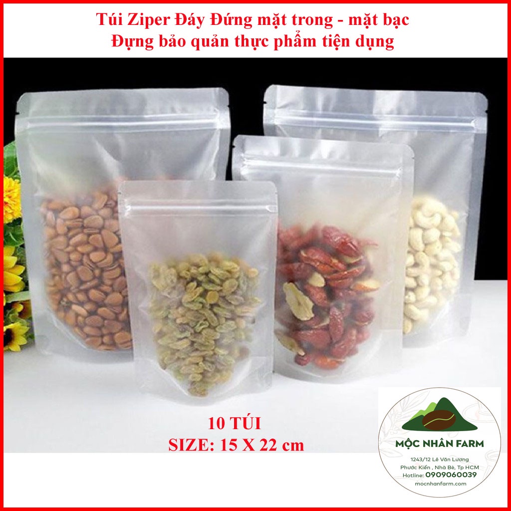 50 cái túi Zipper Bạc Đáy Đứng - một Mặt trong - Một Mặt Bạc- Đựng, bảo quản thực phẩm tiện dụng