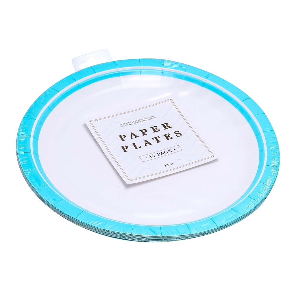 Đĩa giấy dùng một lần 23cm Màu Xanh Nhạt 10 cái mỗi bộ Uncle Bills YT0071