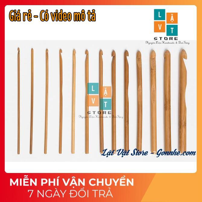 Bộ 12 Cây Móc Len Bằng Gỗ Trúc - Hàng Thật Như Hình - Crochet Hook