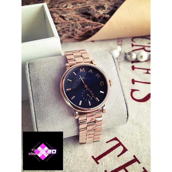 Đồng hồ đôi nam nữ Marc Jacobs Baker Rose Gold Watch MBM3332 28mm &amp; MBM3330 36mm. 5ATM.