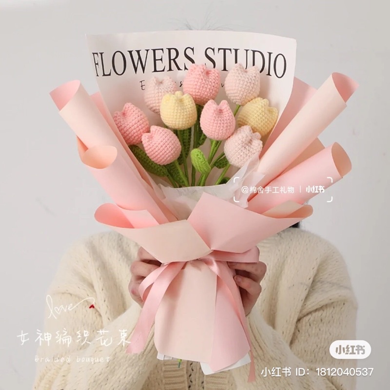 Hoa len handmade-Hoa tulip len