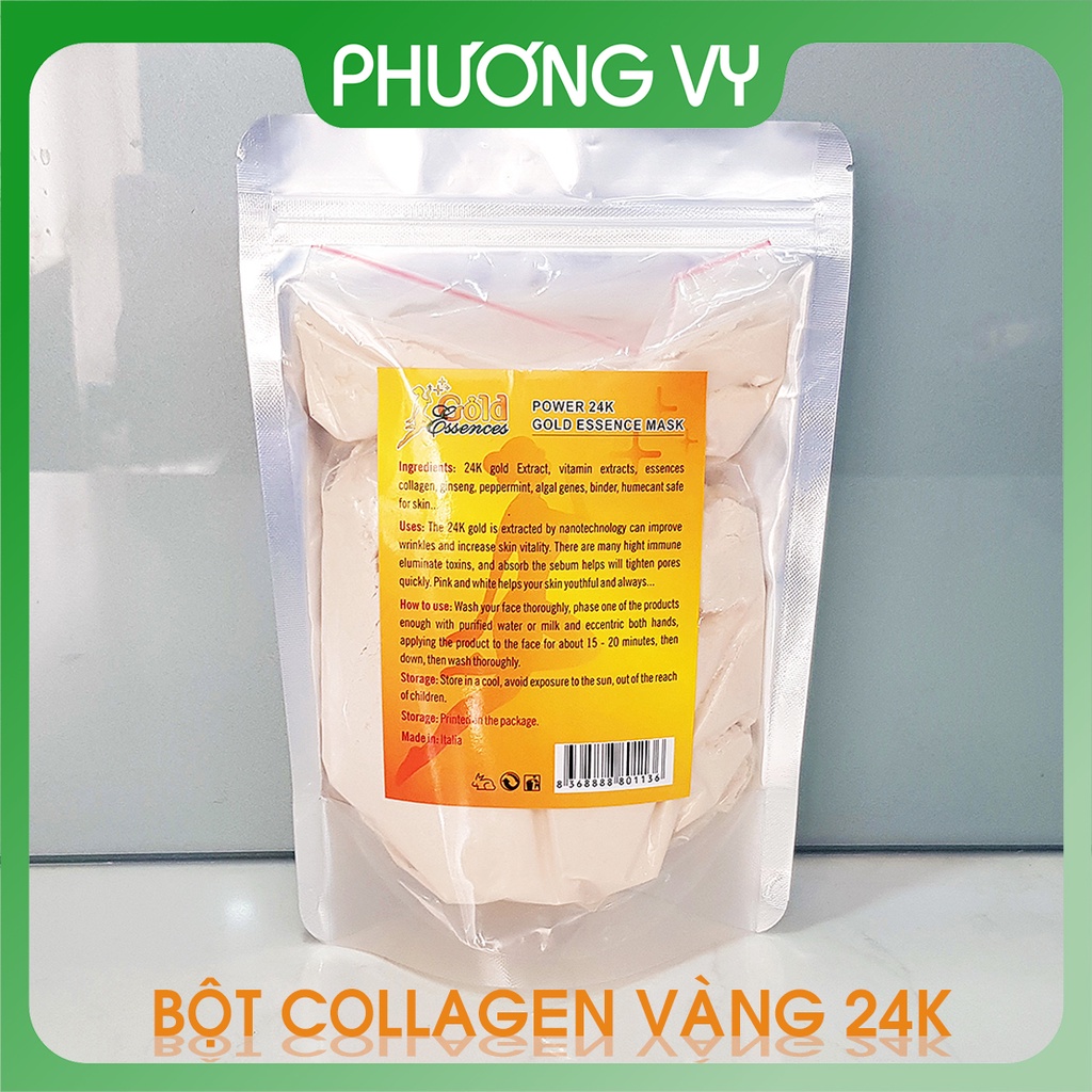 Bột collagen đắp mặt tinh chất Vàng 24k giúp da săn chắc, khỏe đẹp tự nhiên.