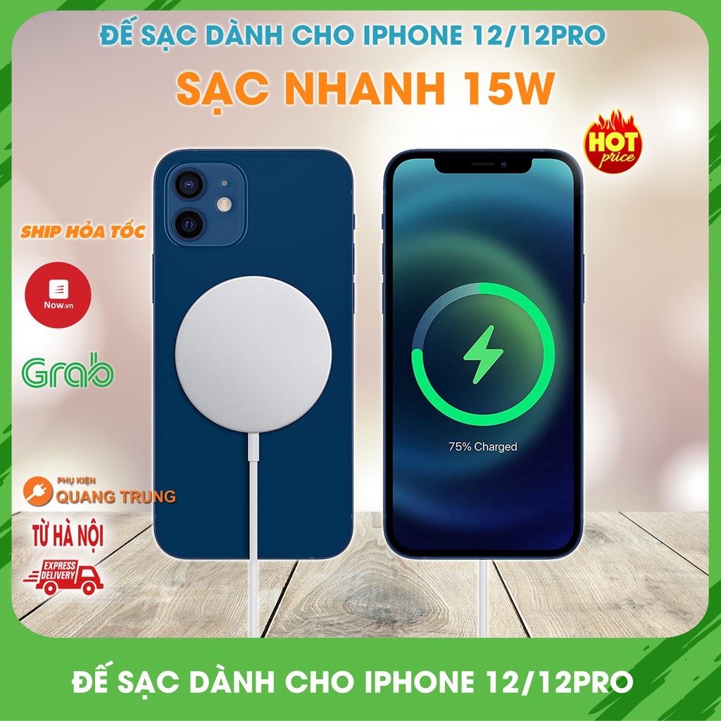 Đế sạc không dây dành cho Apple iphone 12, iphone 12pro,công suất 15W