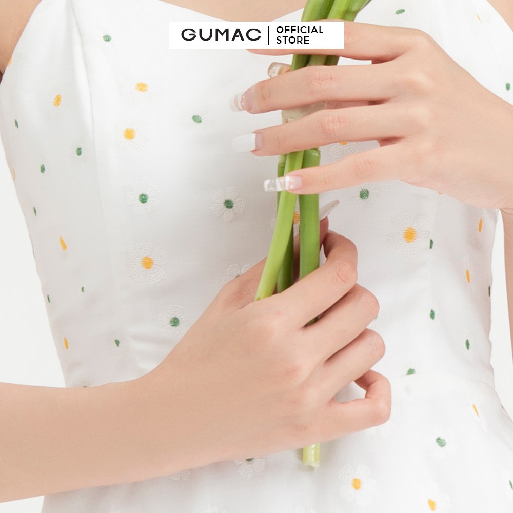 [Mã MABR07062 giảm 8% tối đa 50K đơn từ 249K] Đầm 2 dây nữ họa tiết hoa GUMAC màu trắng trẻ trung, năng động DB483 | BigBuy360 - bigbuy360.vn