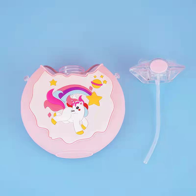 Bình nước nhựa hình khủng long/bánh donut/gấu hoạt hình có ống hút cho bé 380ml