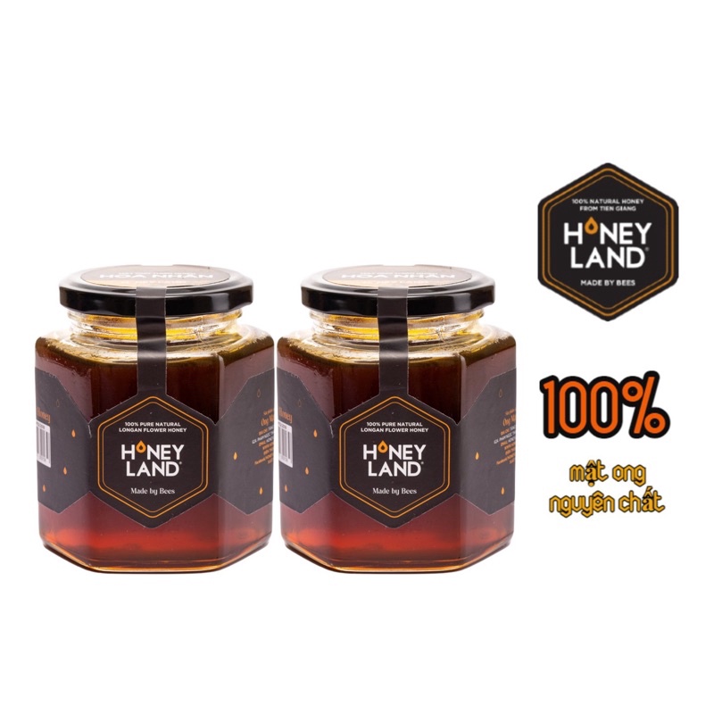 Combo 2 chai mật ong hoa Nhãn HONEYLAND 480g mật ong thiên nhiên nguyên chất