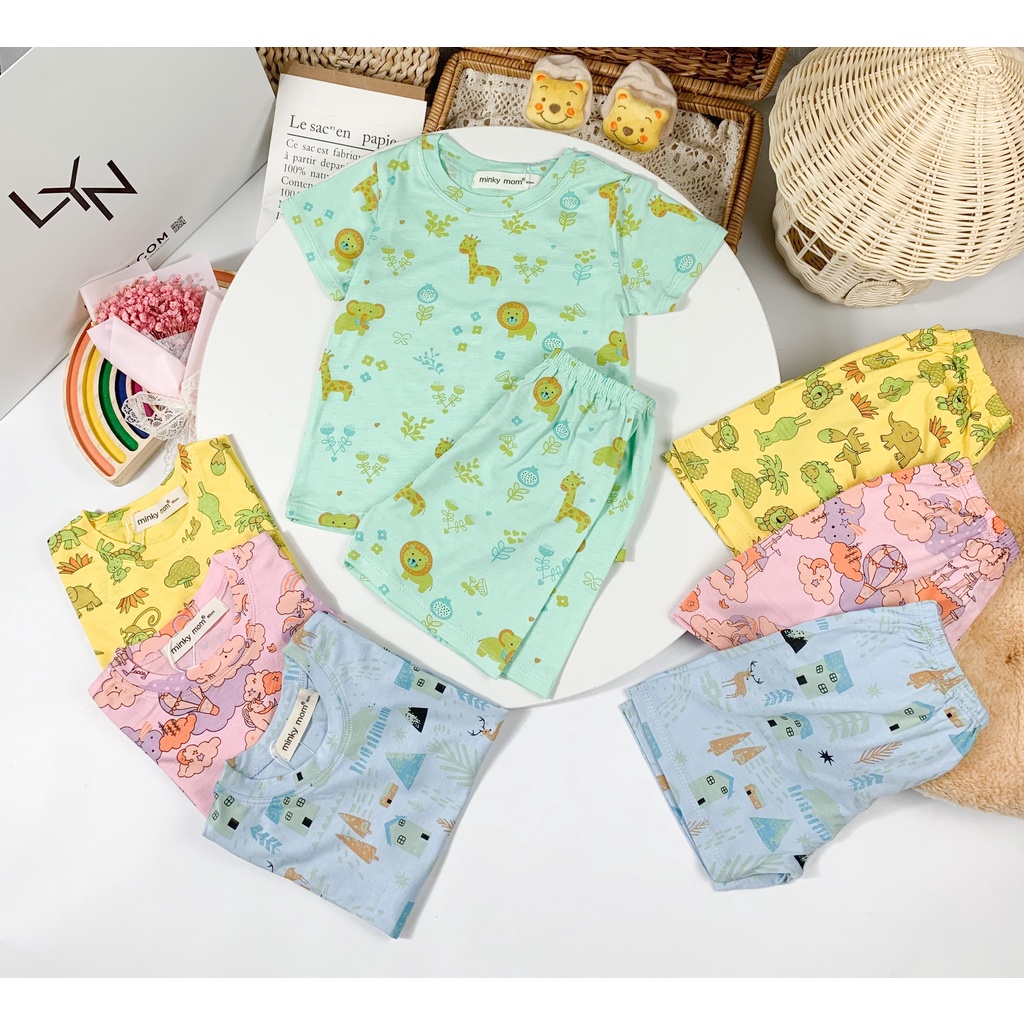 [SALE] Bộ Cộc Tay Cho Bé Trai, Bé Gái Minky Mom Vải Thun Lạnh Hoạ Tiết Ô Tô Cỏ Cây, Đồ Bộ Cho Bé Mặc Nhà MKM2206