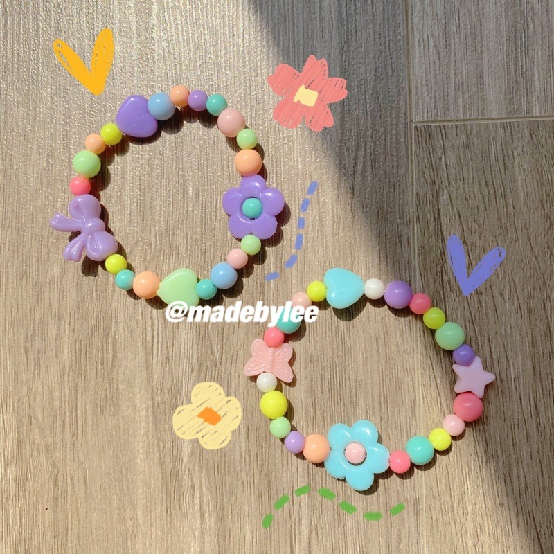 Vòng tay hạt cườm pastel đáng yêu handmade thủ công nhiều màu MADEBYLEE