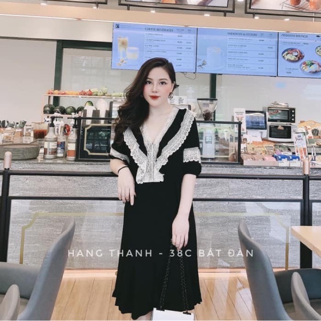 Váy suông đuôi cá cổ ren tay lỡ