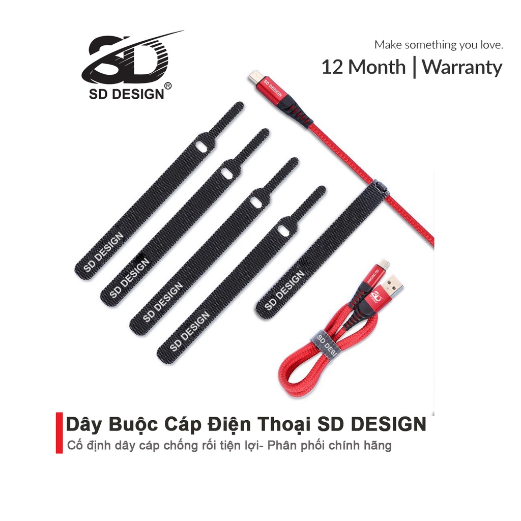 Dây Buộc Cáp Điện Thoại, Tai Nghe chính hãng SD Design cố định dây cáp chống rối tiện lợi