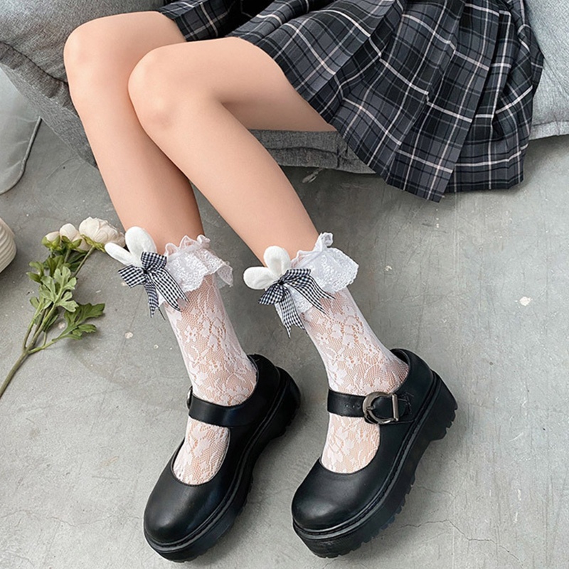 Youyo Vớ Lưới Phối Ren Đính Nơ Phong Cách Lolita Nhật Bản Dễ Thương Cho Nữ