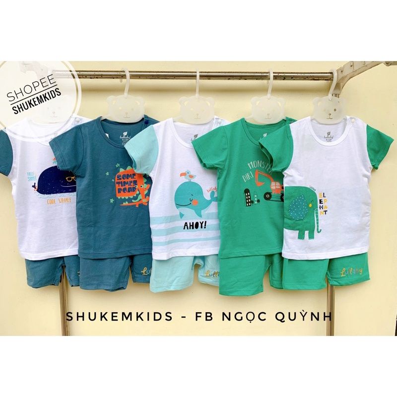 Bộ cộc tay cài vai cotton Lullaby bé trai, bé gái NH303M