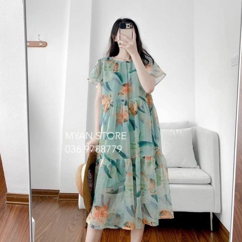 Váy Bầu Voan Dáng Suông Xòe Tay Cánh Tiên Xinh Xắn Đi Chơi Dự Tiệc Đầm Bầu Đi Biển HD2867 Honey Mommy