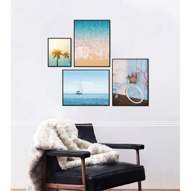 Combo 4 tranh phong cảnh kèm khung