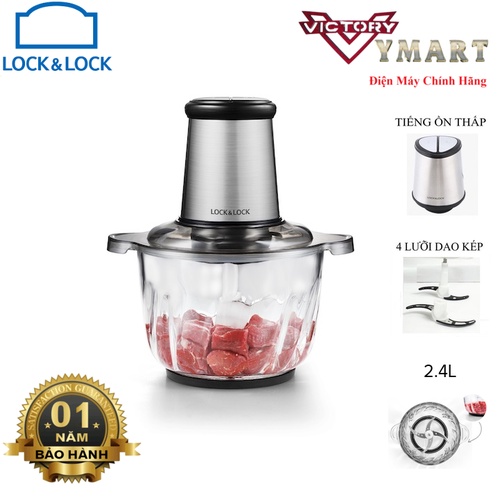 [Mã ELHA22 giảm 5% đơn 300K] EJM186SLV – Máy xay thịt Lock&amp;Lock Meat Chopper 2.4L và máy EJM156BLK 1L